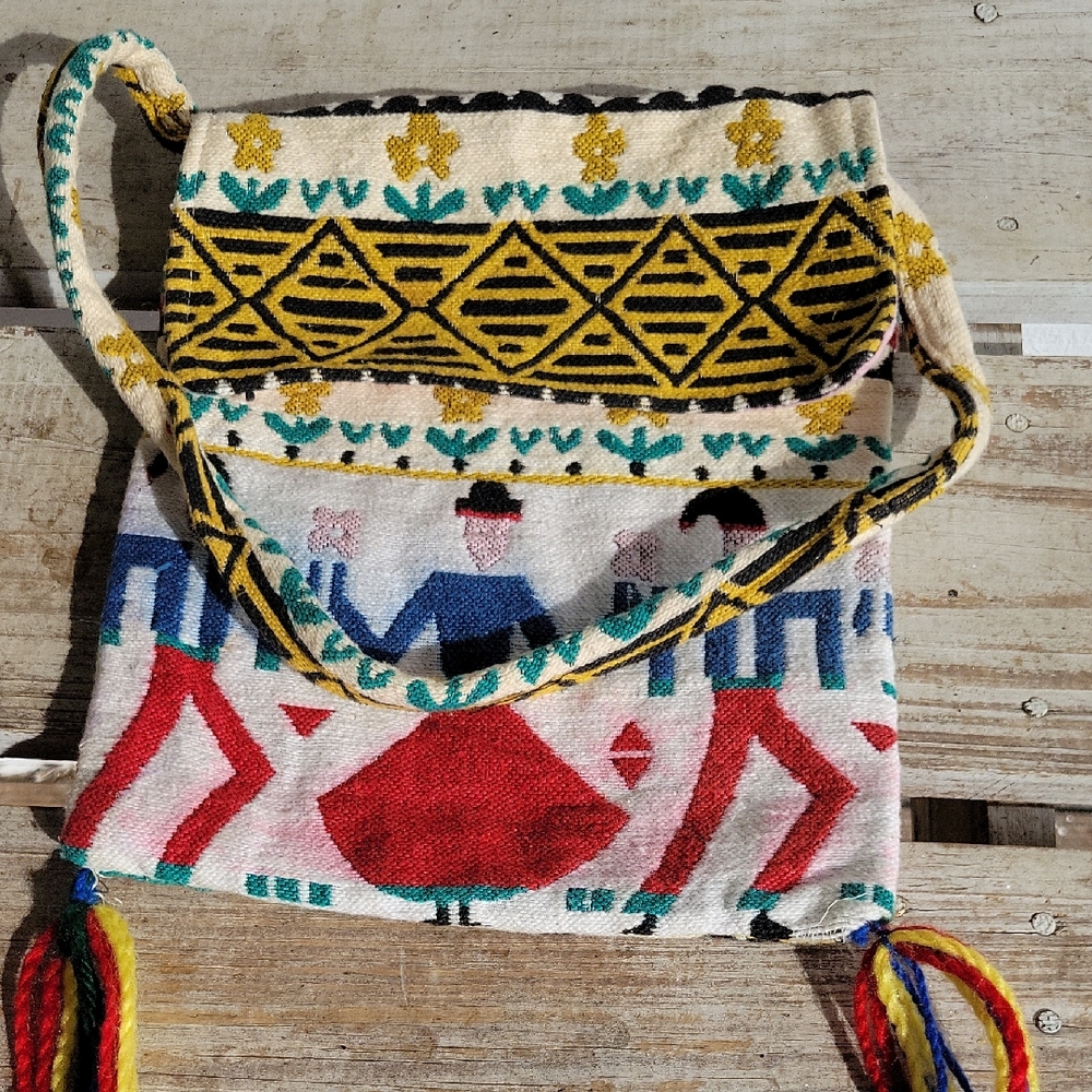 Artisan Woven Shoulder Bag with Vibrant Patterns From Portugal